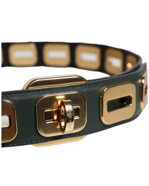 Dolce & Gabbana Black Leather Tone Rotating Buckle Belt