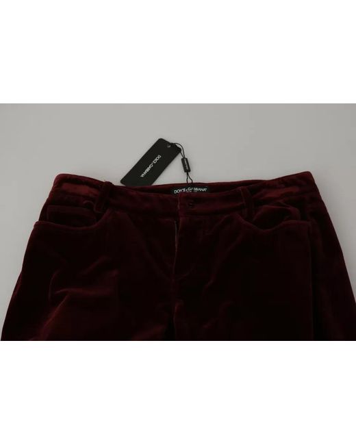 Dolce & Gabbana Black Velvet Stretch Slim Fit Pants