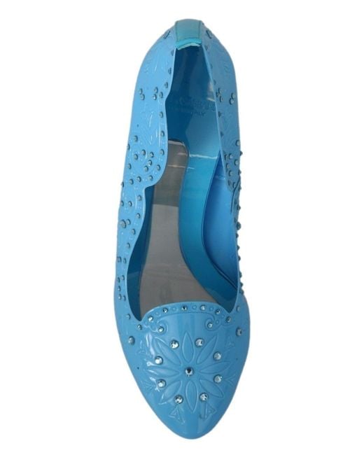 Dolce & Gabbana Dolce Gabbana Blue Crystal Floral Cinderella Heels Shoes