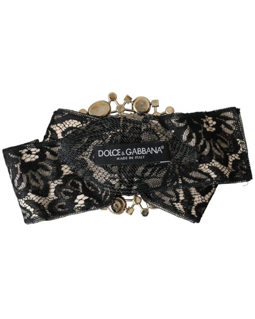 Dolce & Gabbana Black Lace Crystal Handmade Brooch Hair Pin