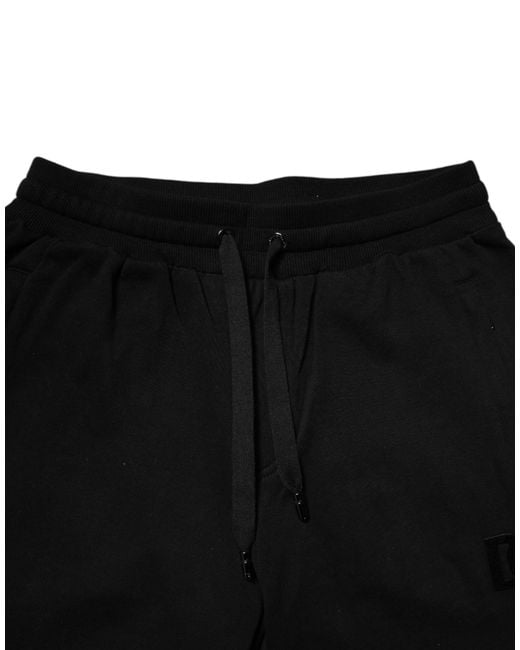 Dolce & Gabbana Black Cotton Mid Waist Jogger Sweatmen's Pants for men