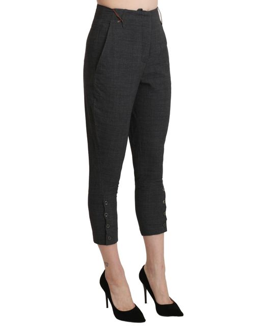 Ermanno Scervino Black Chic High Waist Capri Cropped Pants