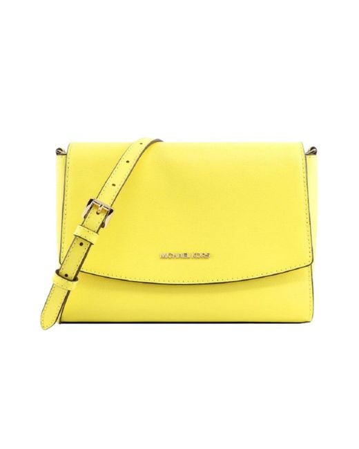 Michael Kors Leather Ellis Medium Flap Messenger in Yellow Save 12