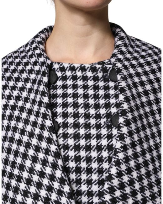 Dolce & Gabbana Black Monochrome Patterned Floral Cape Jacket