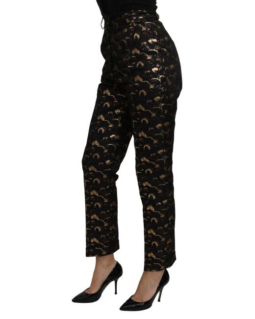 Dolce & Gabbana Black Gold Brocade High Waist Pants