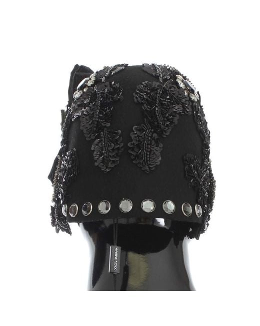 Dolce & Gabbana Black Crystal Cherries Brooch Hat