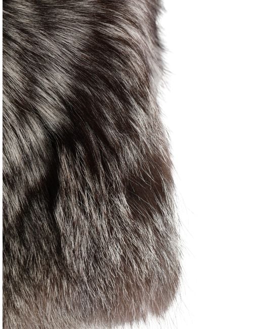 Dolce & Gabbana Gray Faux Fur Whole Head Wrap Capello Hat