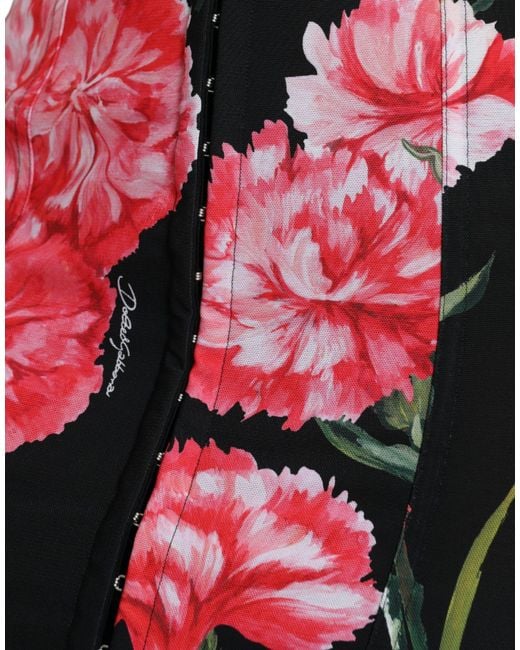 Dolce & Gabbana Black Carnation Pencil Cut Knee Length Skirt