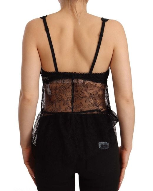 Dolce & Gabbana Black Silk Lace Babydoll Nylon Lingerie Top