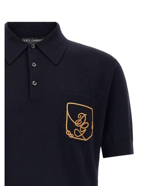 Dolce & Gabbana Blue Logo Embroidery Polo Shirt for men