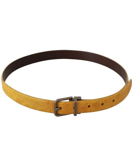 Dolce & Gabbana Black Exotic Skin Leather Buckle Belt for men