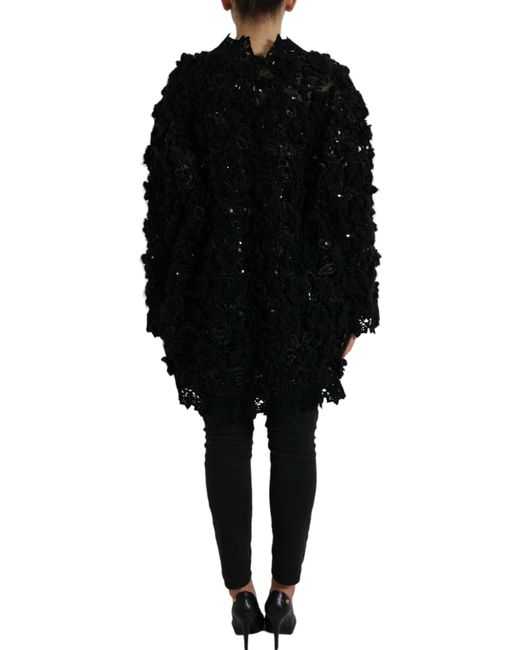 Dolce & Gabbana Black Sequined Embellished Pullover Sweater