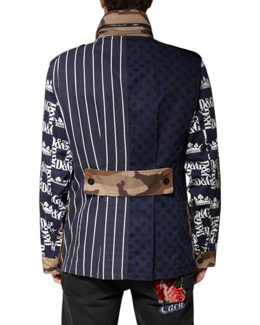 Dolce & Gabbana Blue Multipattern Military Jacket for men