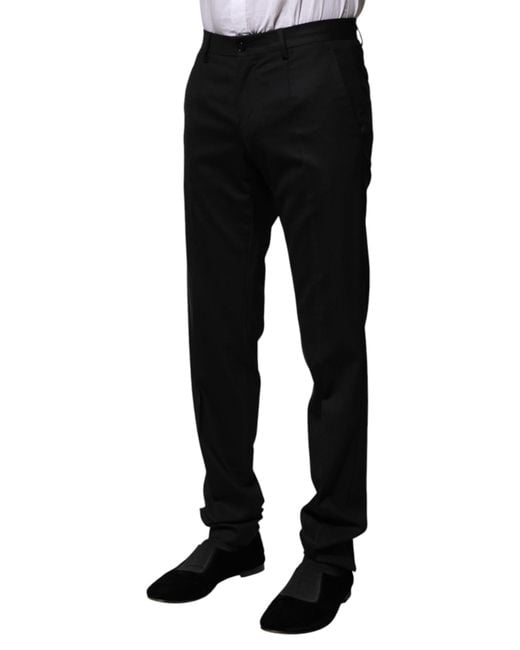 Dolce & Gabbana Black Wool Formal Dress Pants for men