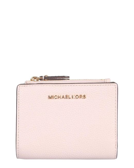 Michael Kors Logo Plaque Bi-fold Wallet in Pink | Lyst