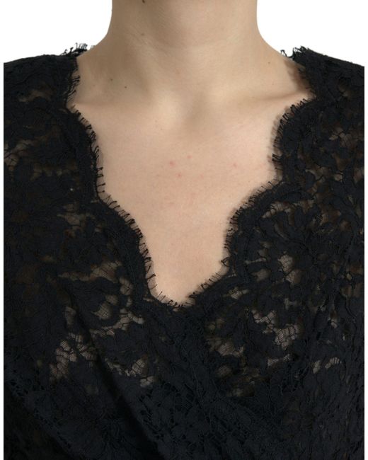 Dolce & Gabbana Black Bodycon Lace Cotton Sheath Mini Dress