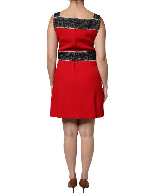 Dolce & Gabbana Wool Sleeveless A-Line Flared Mini Dress