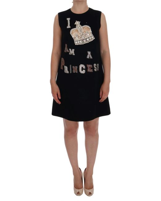 Dolce & Gabbana Black I Am A Princess Crystal Shift Dress