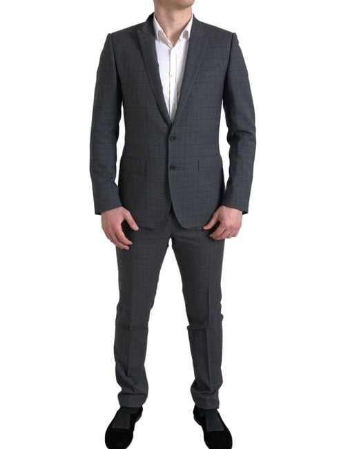 Dolce & Gabbana Black Wool Formal 2 Piece Martini Suit for men