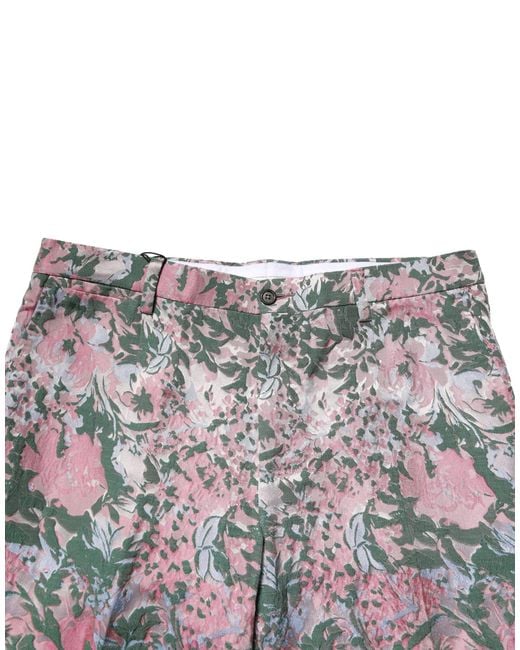 Dolce & Gabbana Gray Floral Jacquard Pants for men