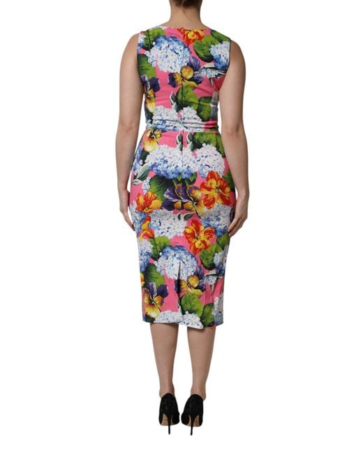 Dolce & Gabbana Multicolor Floral Sleeveless Sheath Dress