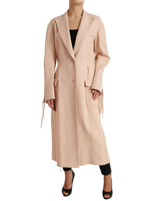 Dolce & Gabbana Natural Cotton Single Breasted Long Coat Jacket