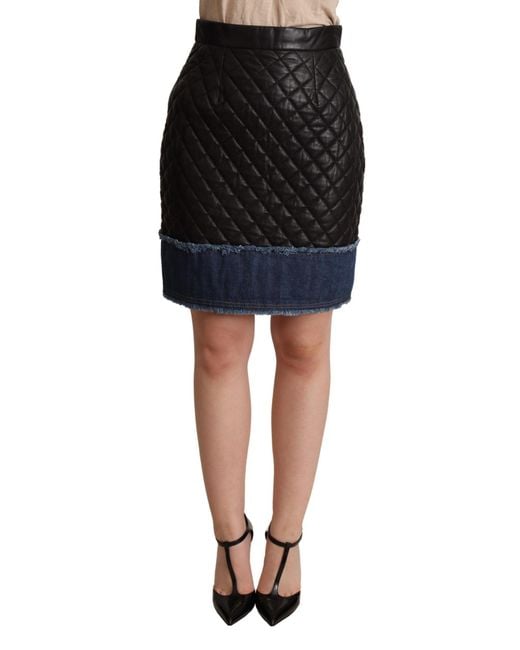Dolce & Gabbana Black Sleek High-Waist Leather Mini Skirt