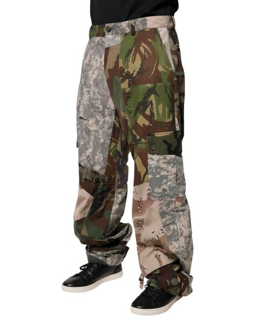 Dolce & Gabbana Multicolor Patchwork Camouflage Cargo Pants for men