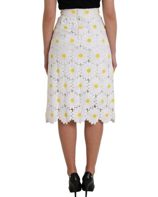 Dolce & Gabbana Multicolor Floral Pencil Straight Lace Skirt