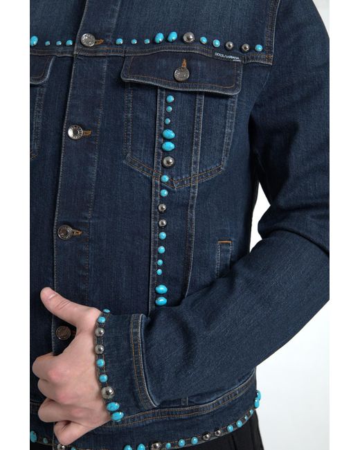 Dolce & Gabbana Blue Embellished Denim Jacket for men