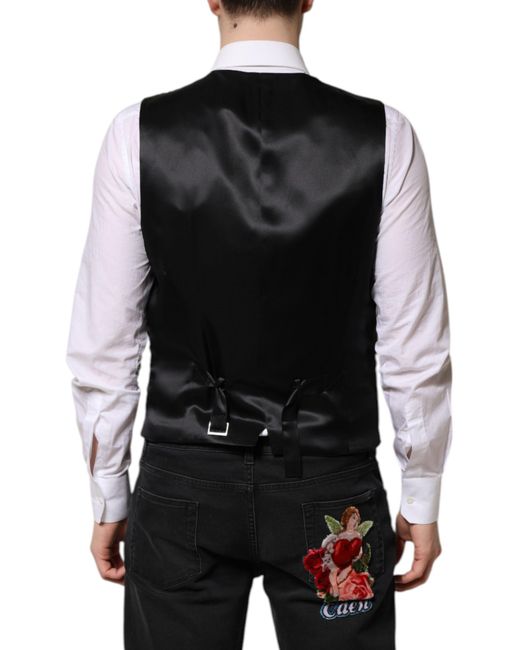 Dolce & Gabbana Red Floral Brocade Formal Waistcoat Vest for men