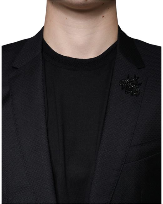 Dolce & Gabbana Black Martini Bee Single Breasted Blazer for men