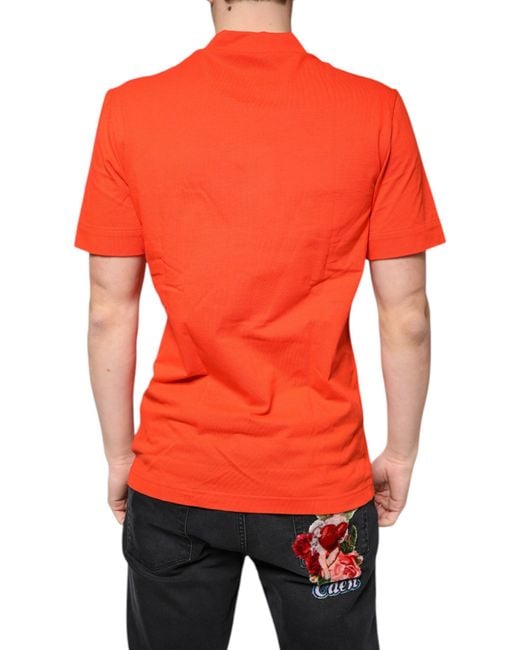 Dolce & Gabbana Red Cotton Button Down Casual Polo Shirt for men