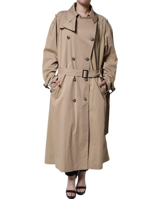 Dolce & Gabbana Natural Double Breasted Trench Coat Jacket