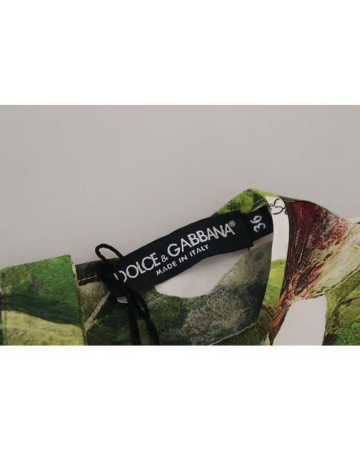 Dolce & Gabbana Green Crew-Neck Cotton Top Blouse Fruit T-Shirt