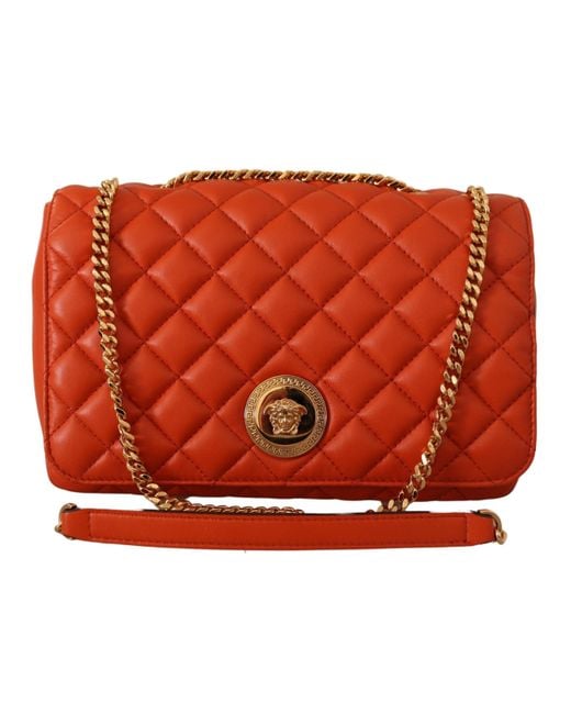 Versace Nappa Leather Medusa Shoulder Bag in Red | Lyst