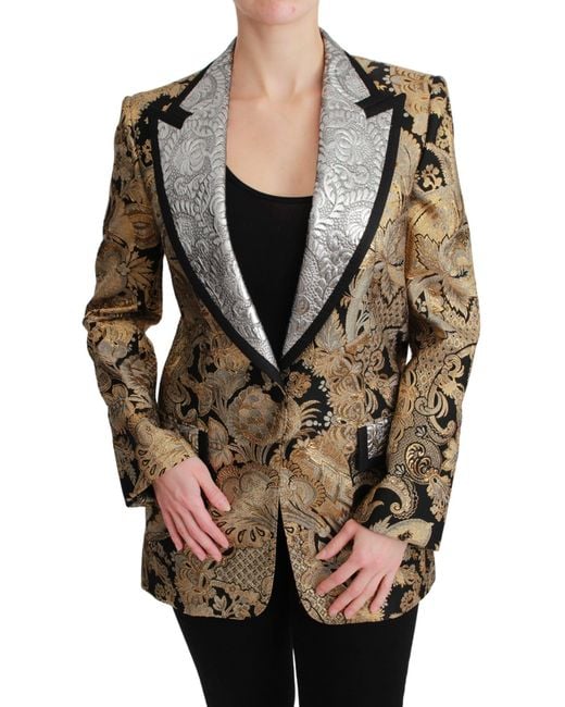 Dolce & Gabbana Metallic Jacquard Blazer Jacket Nylon Clothing