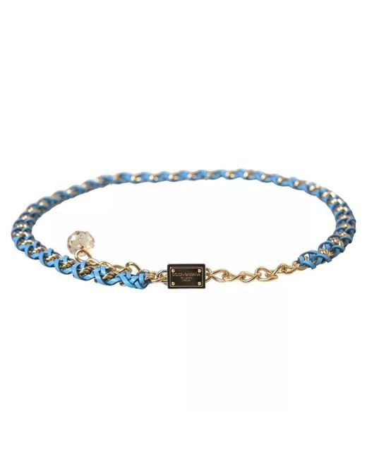 Dolce & Gabbana Blue Braided Brass Chain Waist Belt