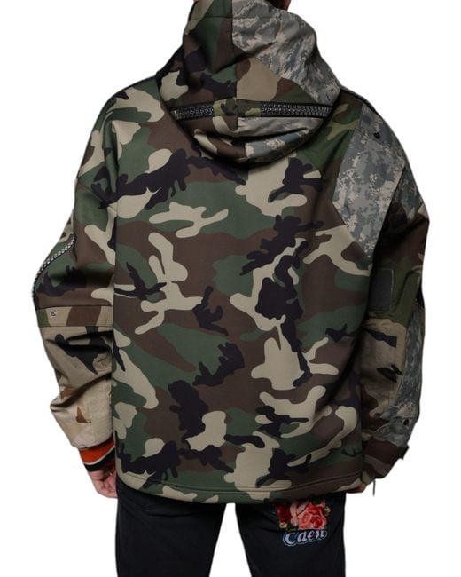 Dolce & Gabbana Gray Camouflage Hooded Sweatshirt Sweater for men