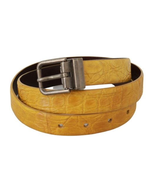 Dolce & Gabbana Black Exotic Skin Leather Buckle Belt for men