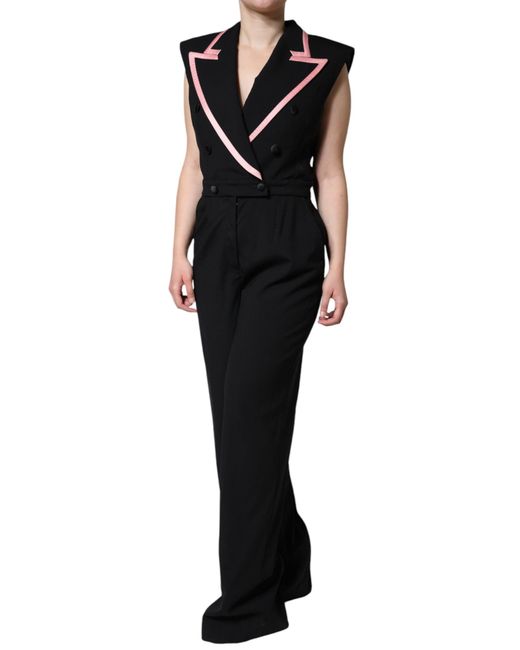 Dolce & Gabbana Black Wool Blend Sleeveless Jumpsuit Dress