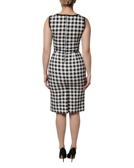 Dolce & Gabbana White Gingham Check Sheath Dress