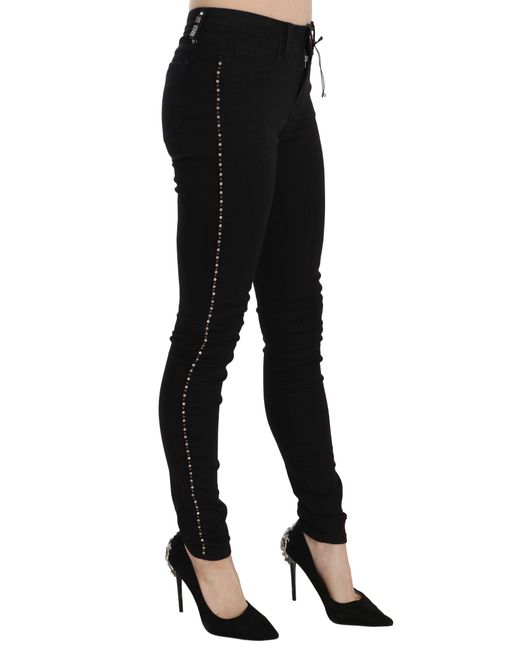 CoSTUME NATIONAL Black Embellished Mid Waist Skinny Denim Jeans
