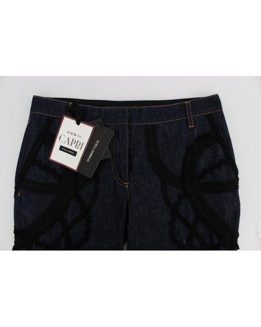 Dolce & Gabbana Black Denim Cotton Capri Torero Jeans