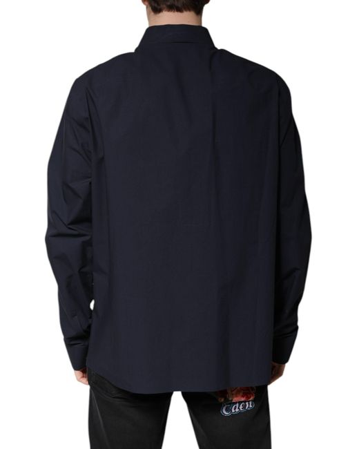 Dolce & Gabbana Blue Dark Cotton Long Sleeve Shirt for men