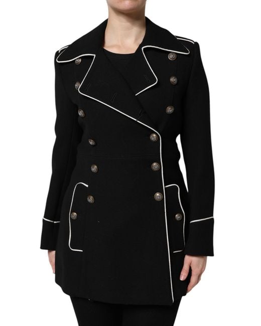 Dolce & Gabbana Black Wool Double Breasted Blazer Jacket