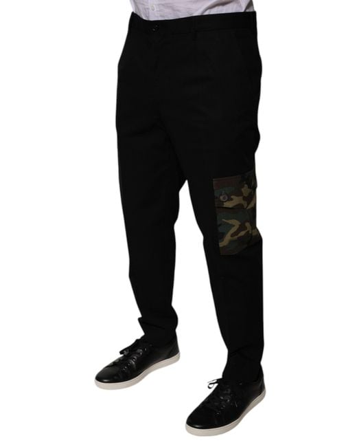 Dolce & Gabbana Black Camouflage Detail Trousers Pt0112Zfu77T for men