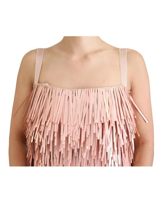 Dolce & Gabbana Pink Tinsel Sleeveless Shift A-Line Dress