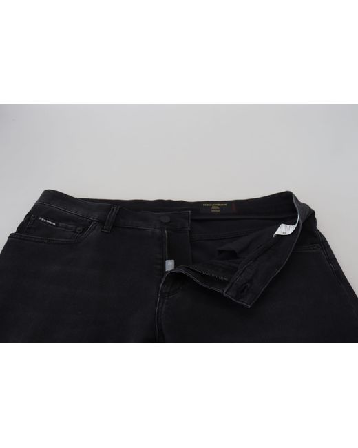Dolce & Gabbana Black Angel Embroidery Skinny Denim Jeans for men