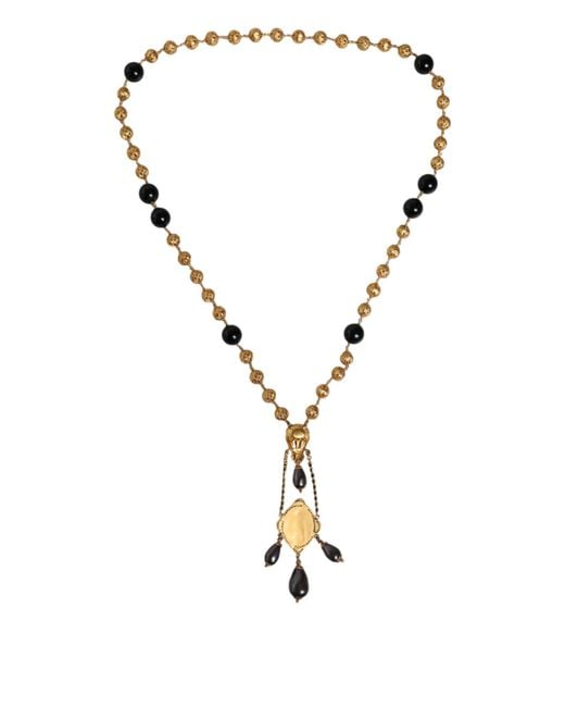 Dolce & Gabbana Metallic Chain Brass Beaded Rosary Style Necklace